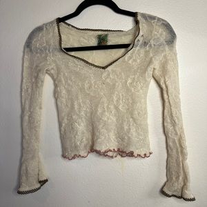 Y2K sheer stretchy sweater with bell sleeve